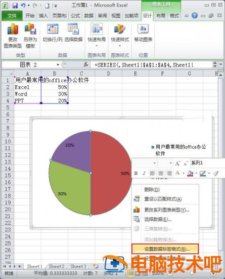 使用Excel2010如何制作简单扇形统计图 软件办公 第5张