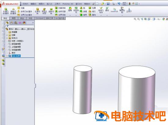 solidworks两个圆柱之间怎么测量距离 solidworks两圆柱相贯怎么切除插图1电脑技术吧