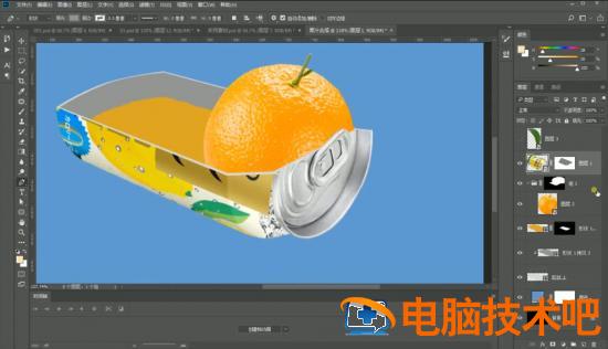 PS怎样合成易拉罐中泡澡橙子海报 ps易拉罐效果图插图1电脑技术吧