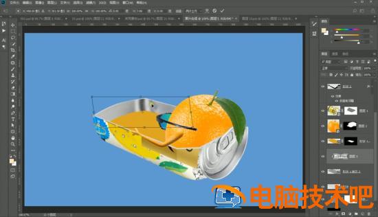 PS怎样合成易拉罐中泡澡橙子海报 ps易拉罐效果图插图4电脑技术吧