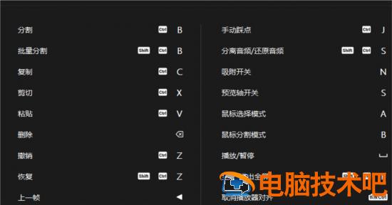 剪映快捷键有哪些 剪映快捷键有哪些软件插图5电脑技术吧