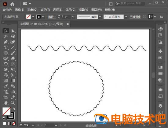 ai如何画圆形的波浪线 ai怎么画圆形线条插图5电脑技术吧