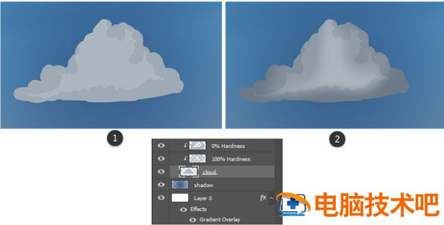 Photoshop怎样绘制蓬云彩 ps怎么把云彩做成彩霞插图4电脑技术吧