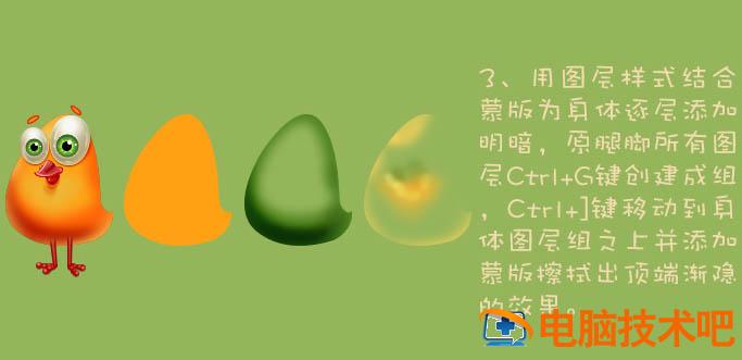 PS怎样绘制一只卡通黄色小鸡呢插图2电脑技术吧