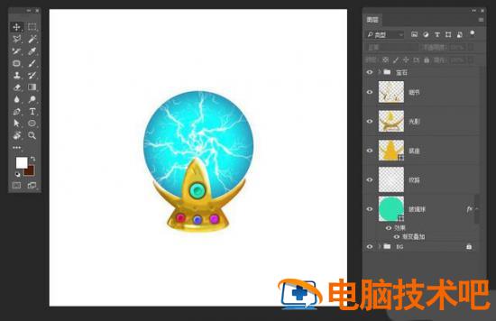 PS如何鼠绘正在放电水晶魔法球 ps绘制水晶按钮插图8电脑技术吧