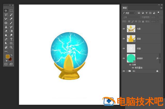 PS如何鼠绘正在放电水晶魔法球 ps绘制水晶按钮插图6电脑技术吧