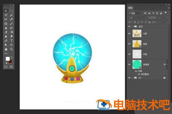 PS如何鼠绘正在放电水晶魔法球 ps绘制水晶按钮插图7电脑技术吧
